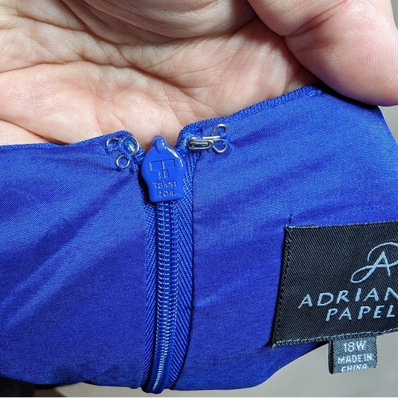 Adrianna Papell 18W Plus Size Blue V Neck Sheath Dress Woman Formal - Picture 8 of 8